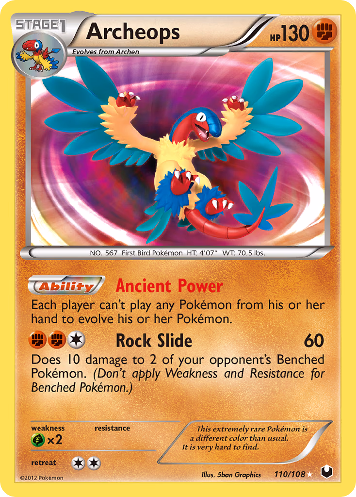 Archeops Pokemon card (110/108, Dark Explorers)