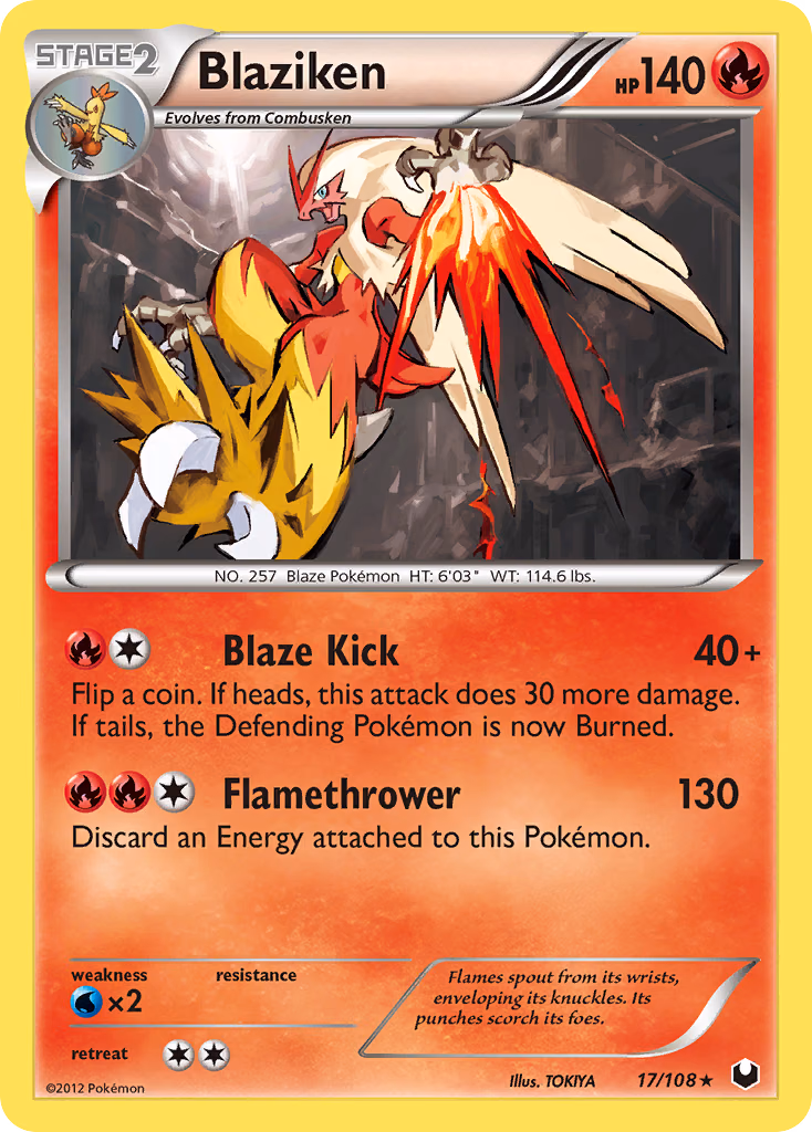 Blaziken Pokemon card (17/108, Dark Explorers)