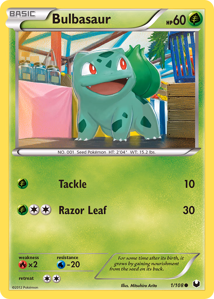 Bulbasaur Pokemon card (1/108, Dark Explorers)