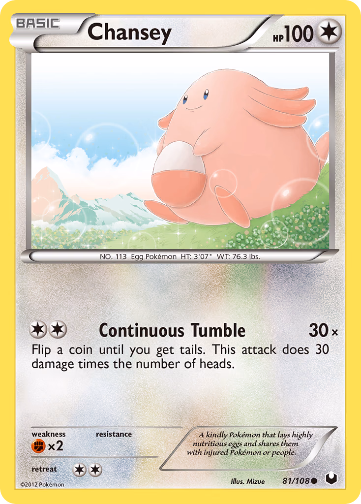 Chansey Pokemon card (81/108, Dark Explorers)