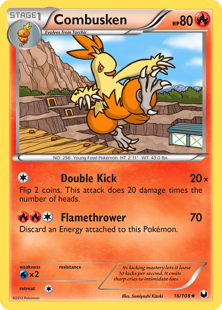 Combusken Pokemon card (16/108, Dark Explorers)