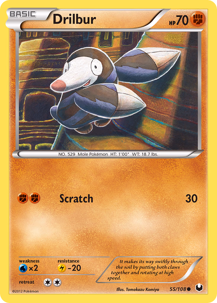 Drilbur Pokemon card (55/108, Dark Explorers)