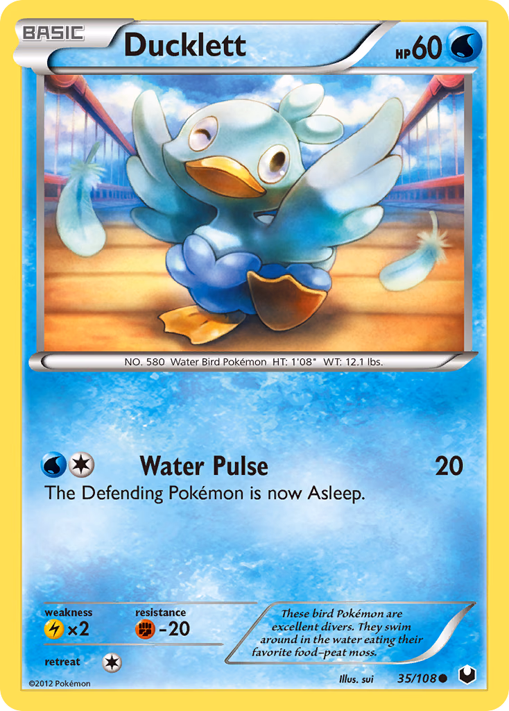 Ducklett Pokemon card (35/108, Dark Explorers)