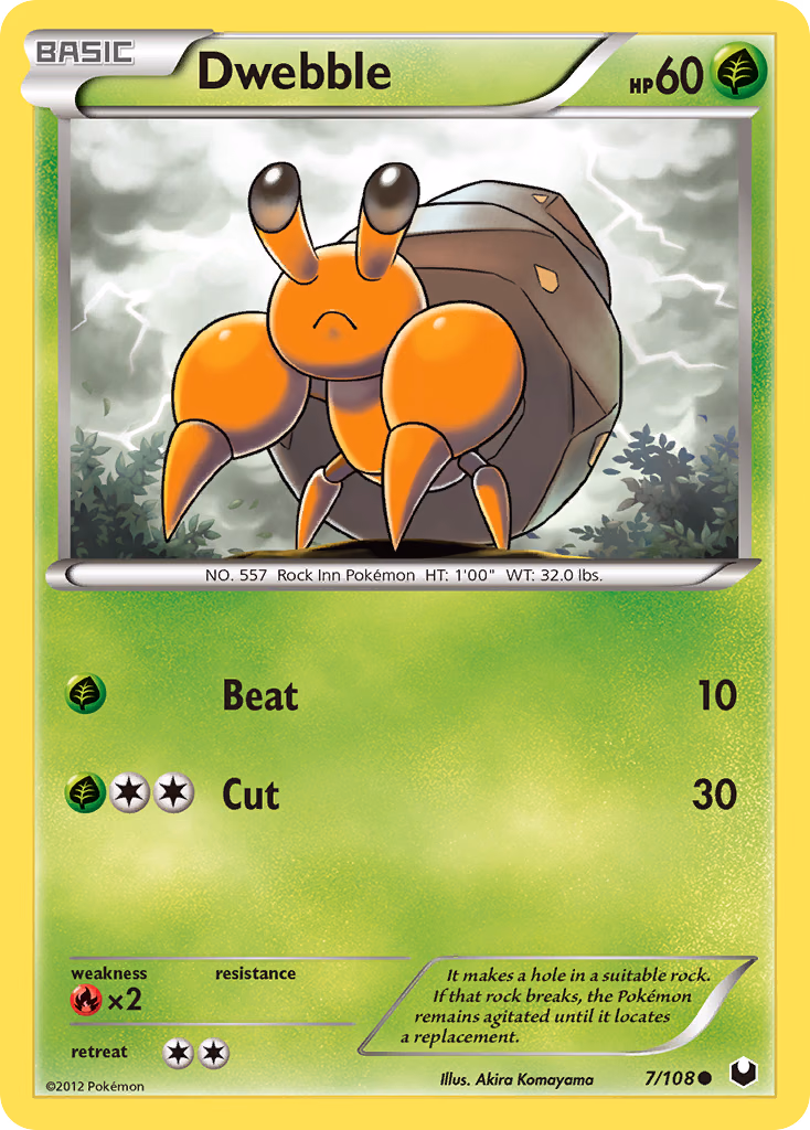 Dwebble Pokemon card (7/108, Dark Explorers)