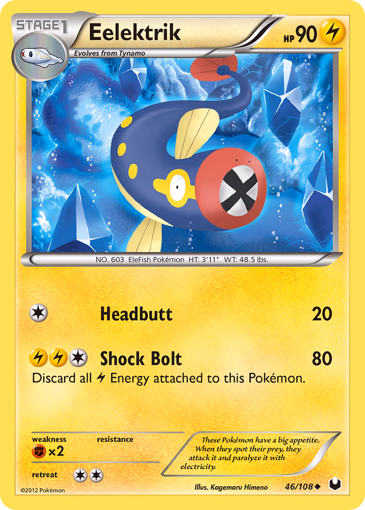 Eelektrik Pokemon card (46/108, Dark Explorers)