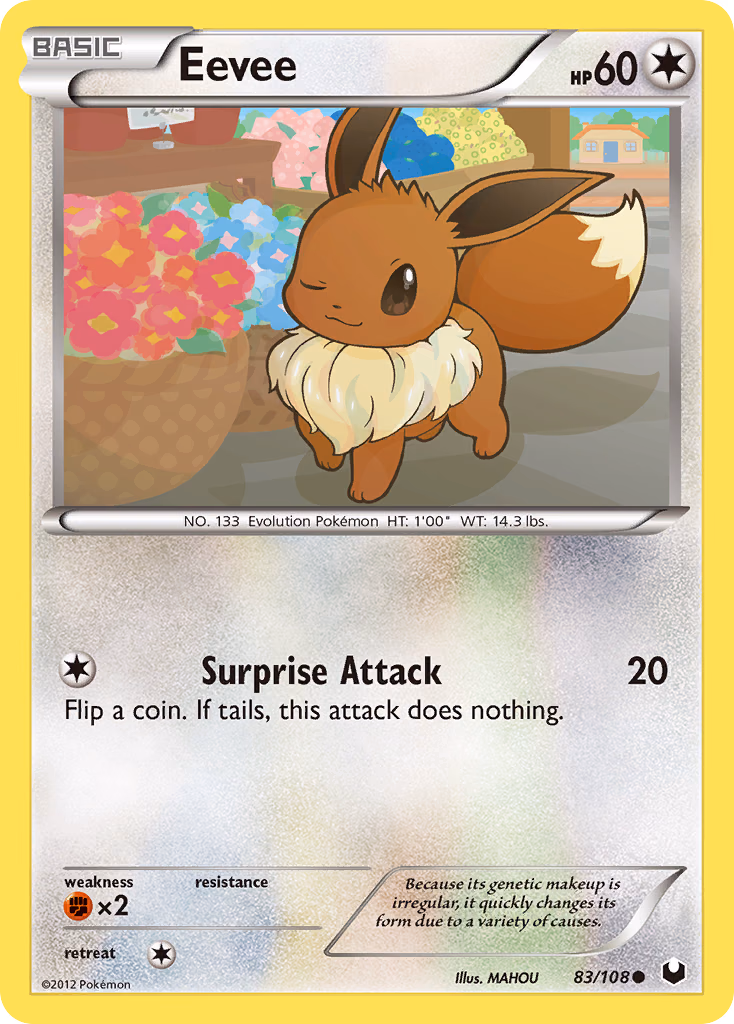 Eevee Pokemon card (83/108, Dark Explorers)