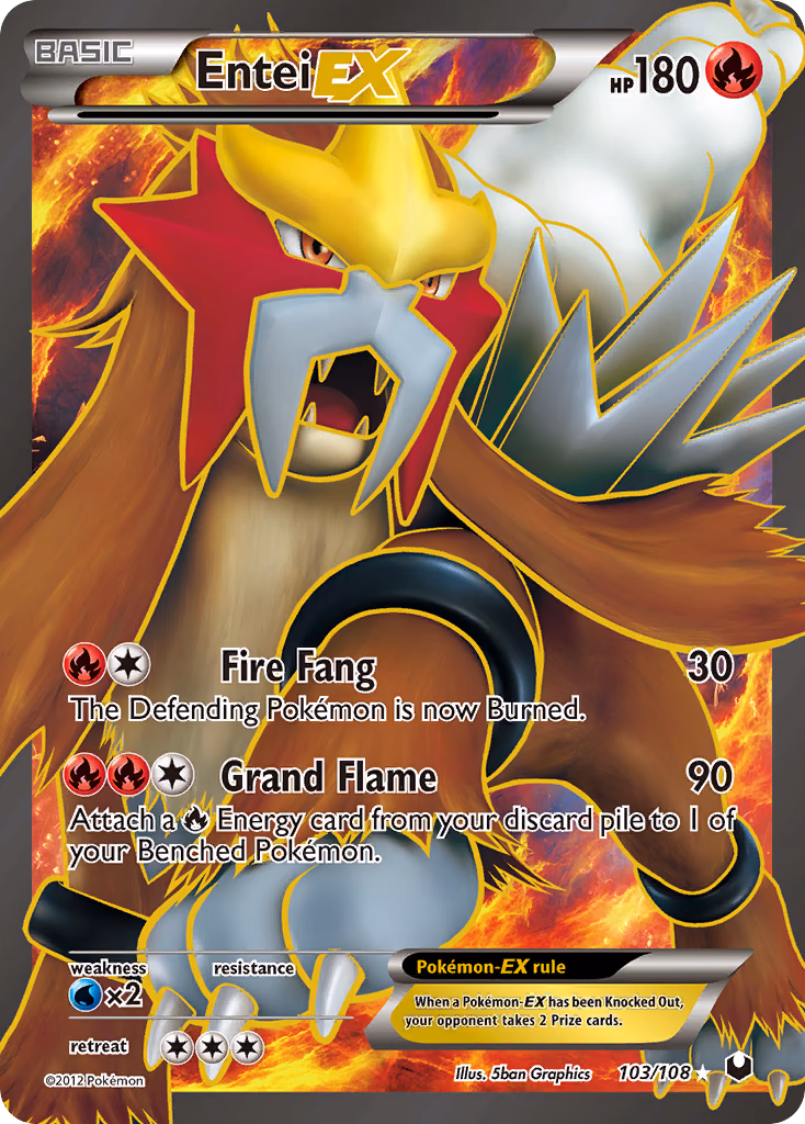 Entei-EX Pokemon card (103/108, Dark Explorers)