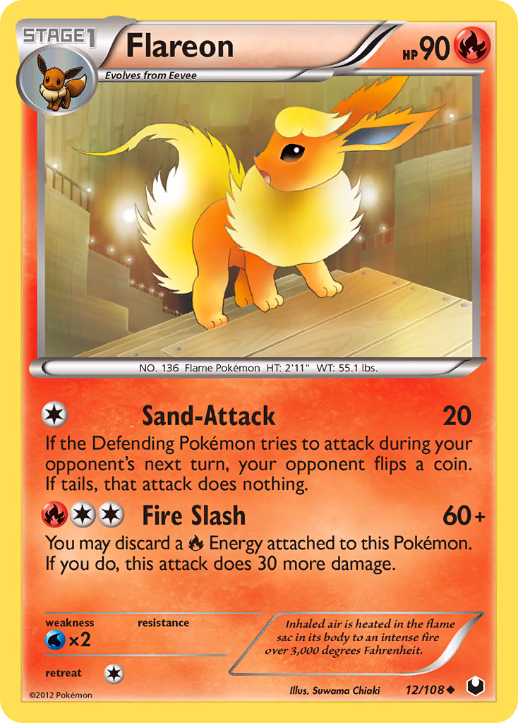 Flareon Pokemon card (12/108, Dark Explorers)
