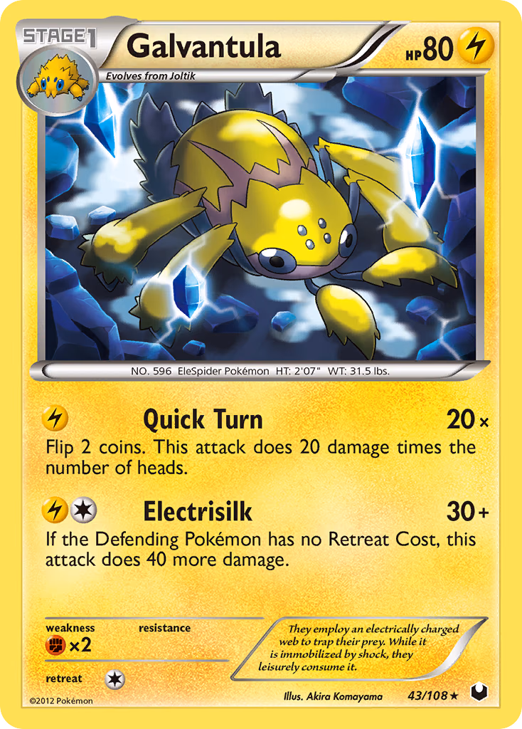 Galvantula Pokemon card (43/108, Dark Explorers)