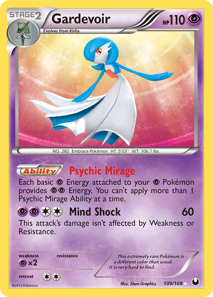 Gardevoir Pokemon card (109/108, Dark Explorers)