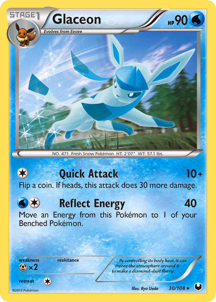 Glaceon Pokemon card (30/108, Dark Explorers)