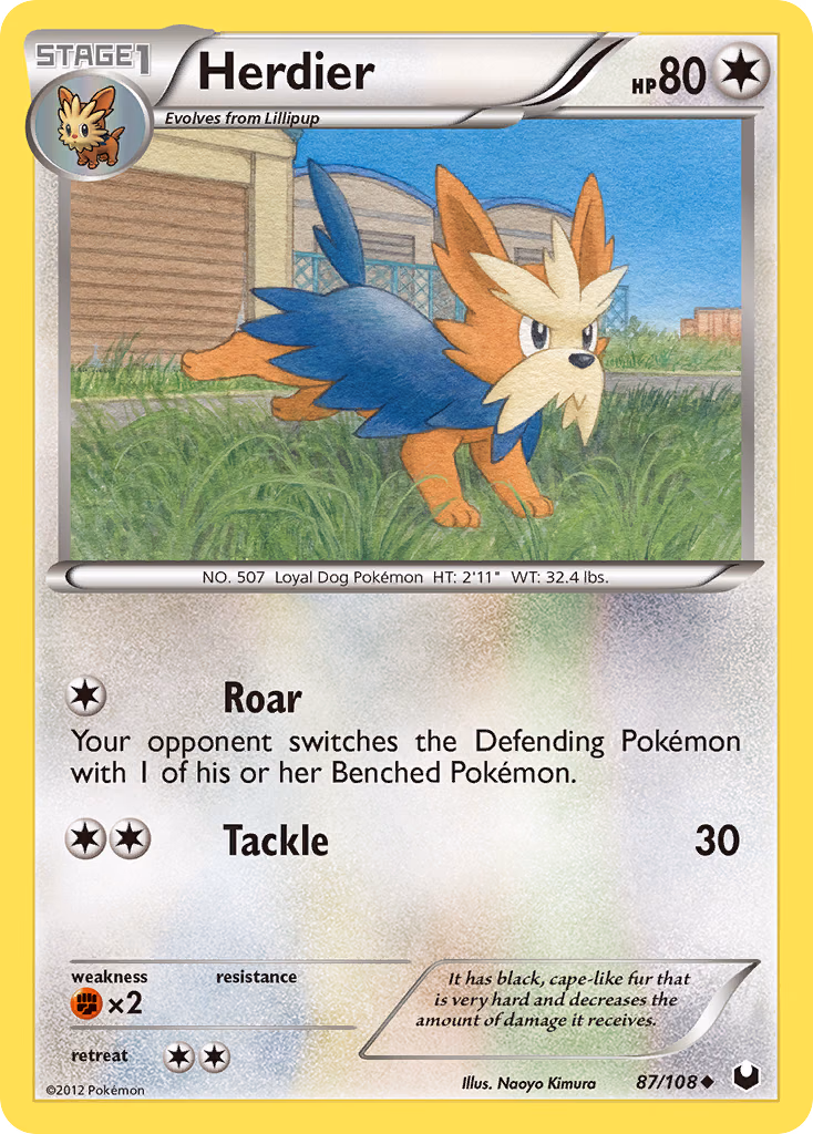 Herdier Pokemon card (87/108, Dark Explorers)