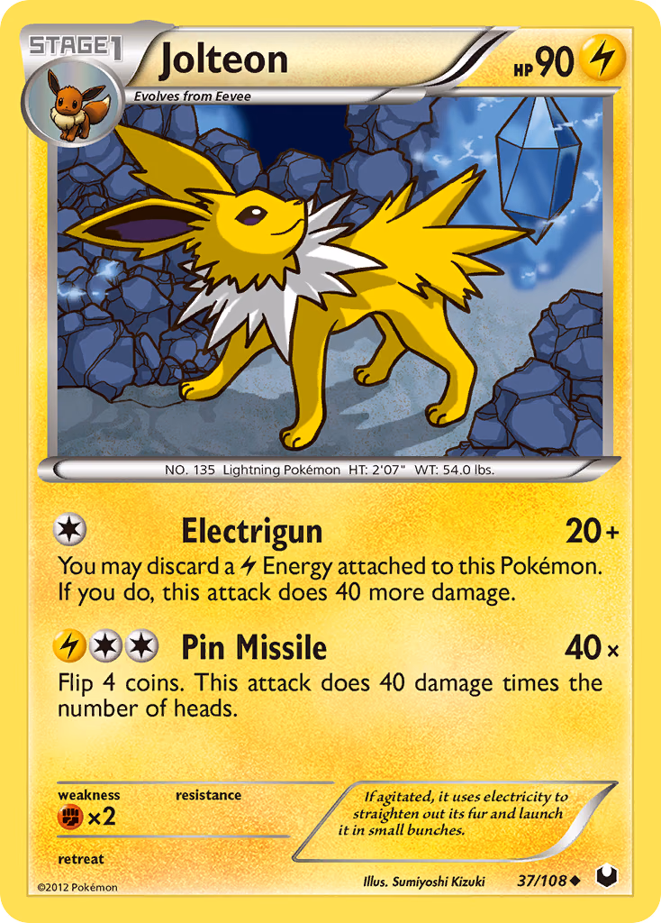 Jolteon Pokemon card (37/108, Dark Explorers)