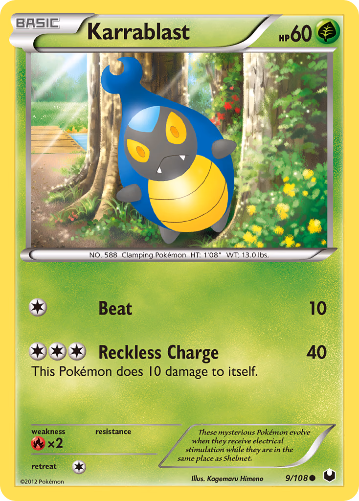 Karrablast Pokemon card (9/108, Dark Explorers)