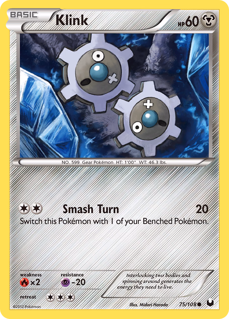 Klink Pokemon card (75/108, Dark Explorers)