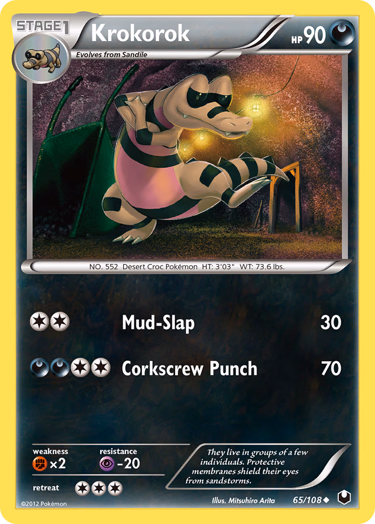 Krokorok Pokemon card (65/108, Dark Explorers)