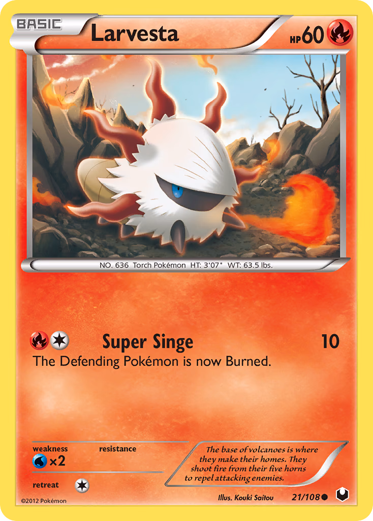 Larvesta Pokemon card (21/108, Dark Explorers)