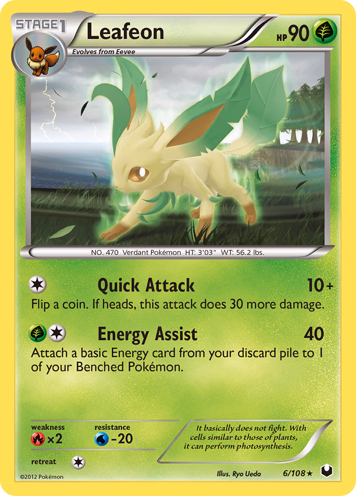 Leafeon Pokemon card (6/108, Dark Explorers)