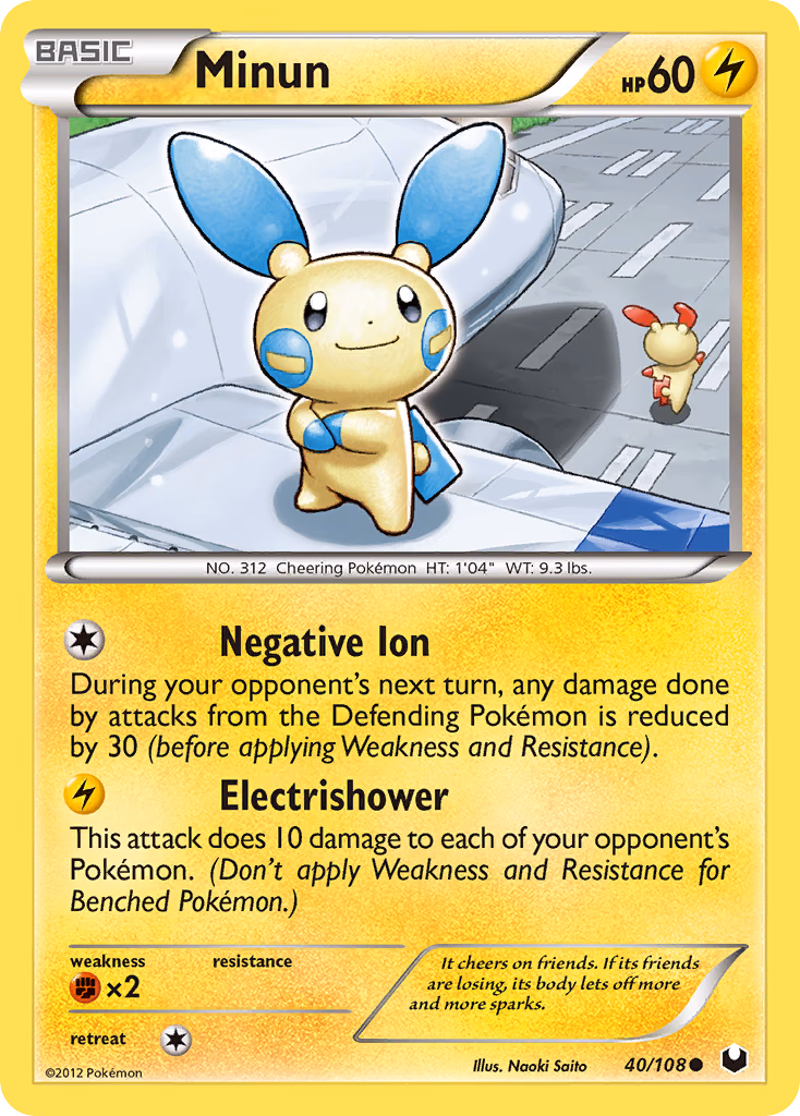 Minun Pokemon card (40/108, Dark Explorers)