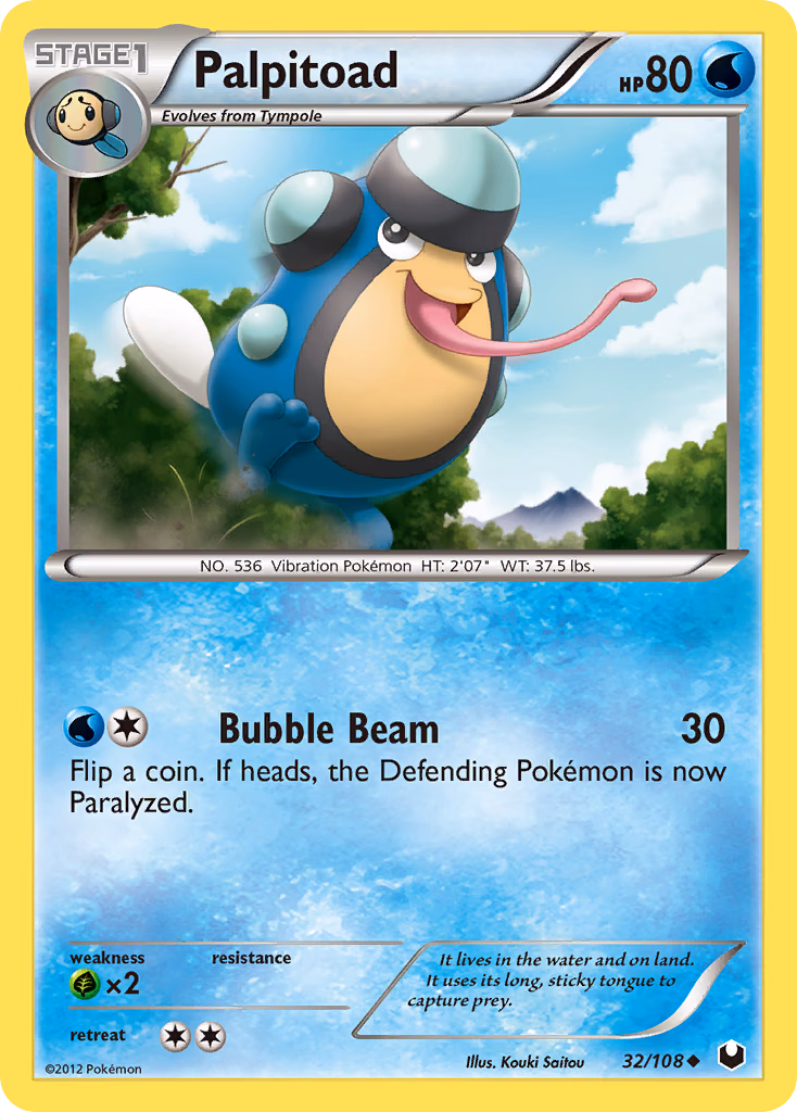 Palpitoad Pokemon card (32/108, Dark Explorers)