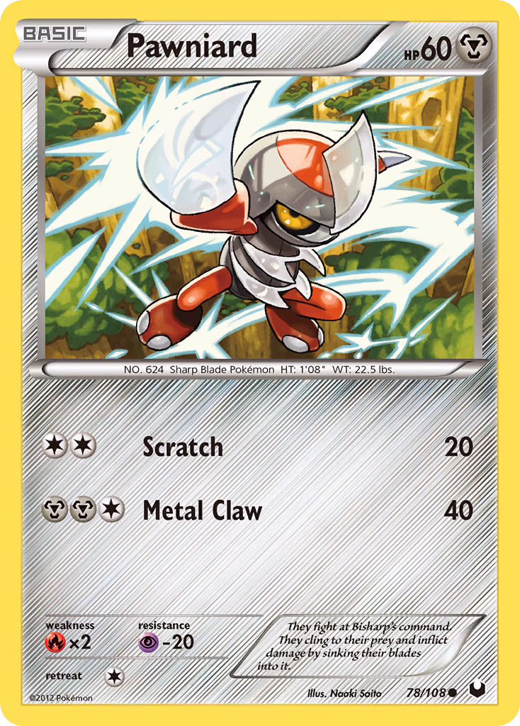 Pawniard Pokemon card (78/108, Dark Explorers)