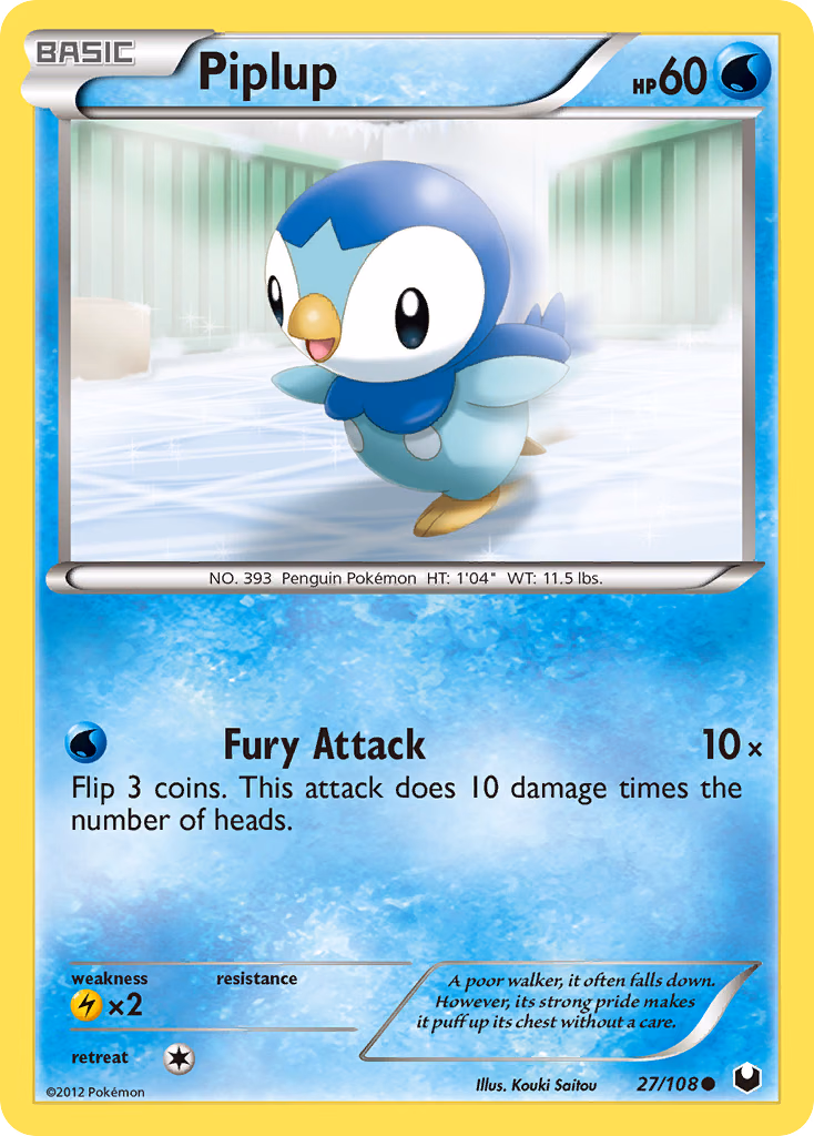 Piplup Pokemon card (27/108, Dark Explorers)