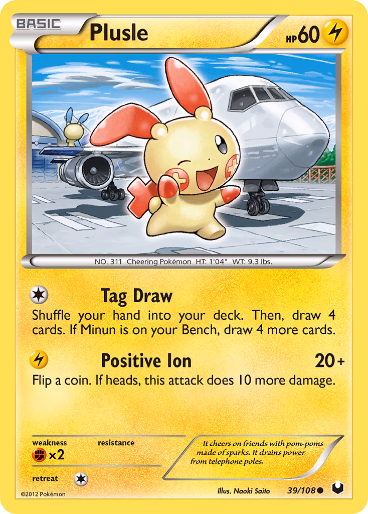 Plusle Pokemon card (39/108, Dark Explorers)