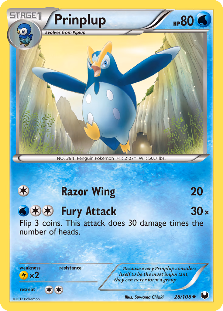 Prinplup Pokemon card (28/108, Dark Explorers)