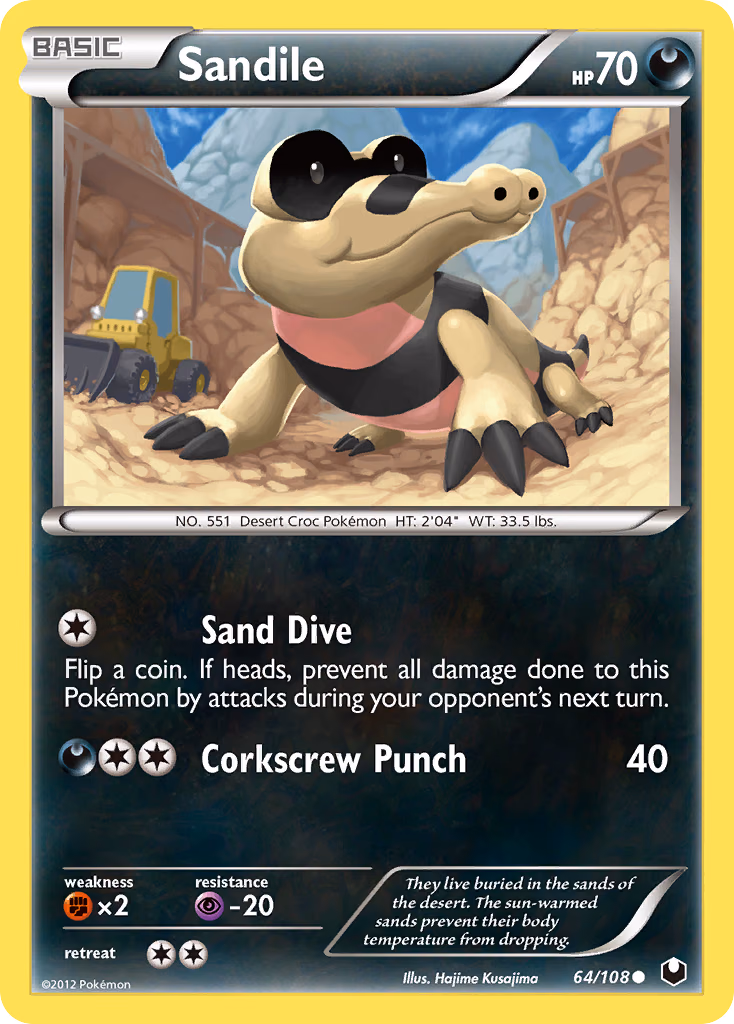Sandile Pokemon card (64/108, Dark Explorers)