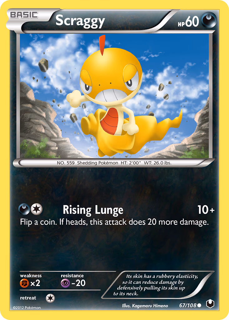 Scraggy Pokemon card (67/108, Dark Explorers)