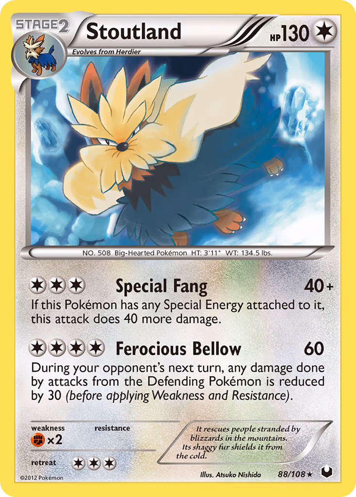 Stoutland Pokemon card (88/108, Dark Explorers)