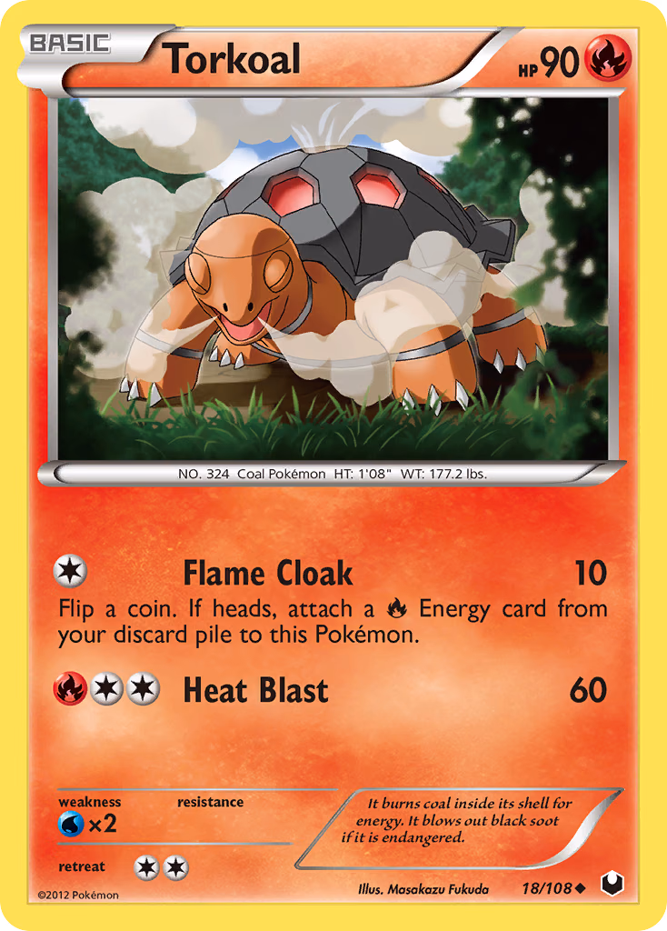 Torkoal Pokemon card (18/108, Dark Explorers)