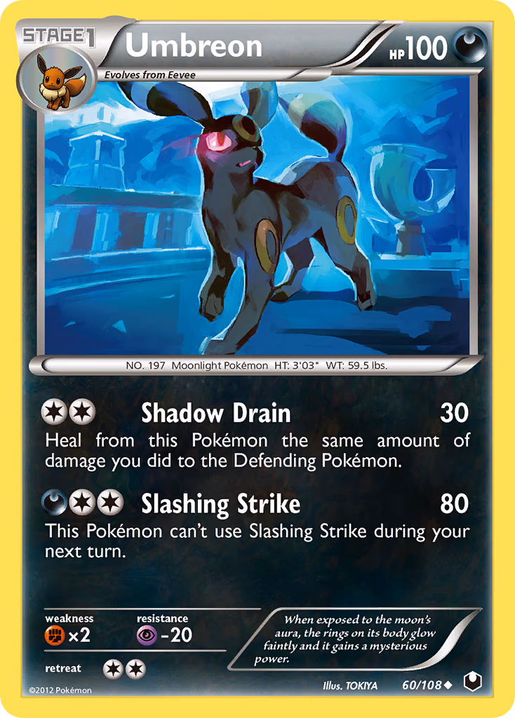 Umbreon Pokemon card (60/108, Dark Explorers)