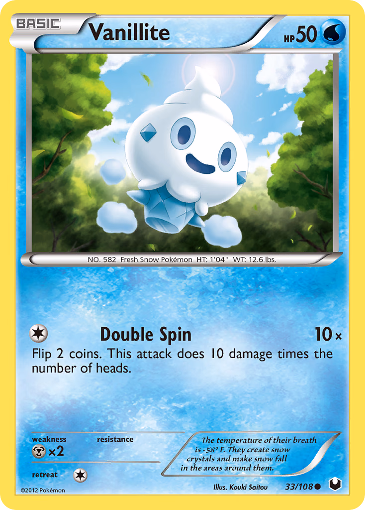 Vanillite Pokemon card (33/108, Dark Explorers)