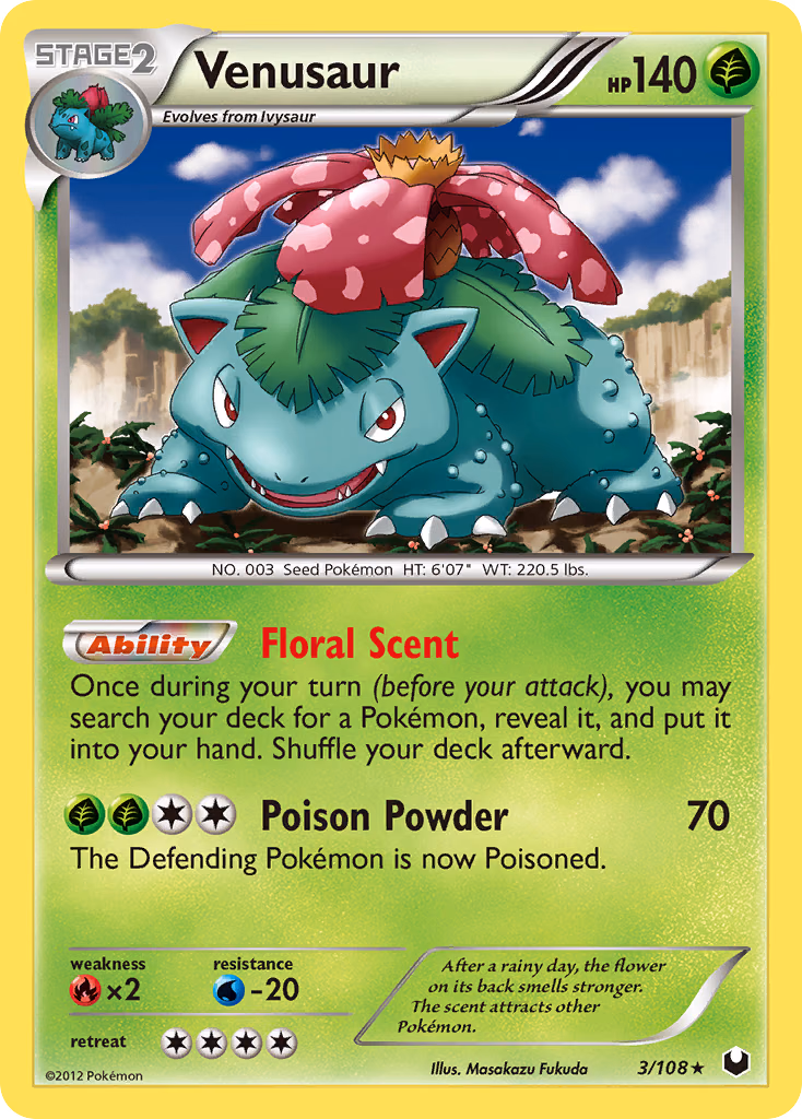 Venusaur Pokemon card (3/108, Dark Explorers)