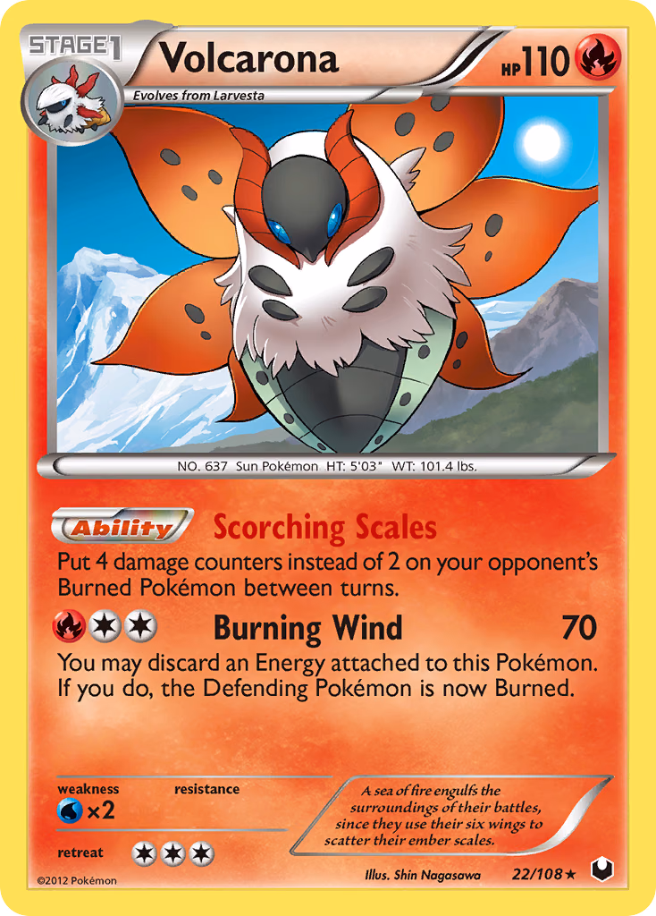 Volcarona Pokemon card (22/108, Dark Explorers)