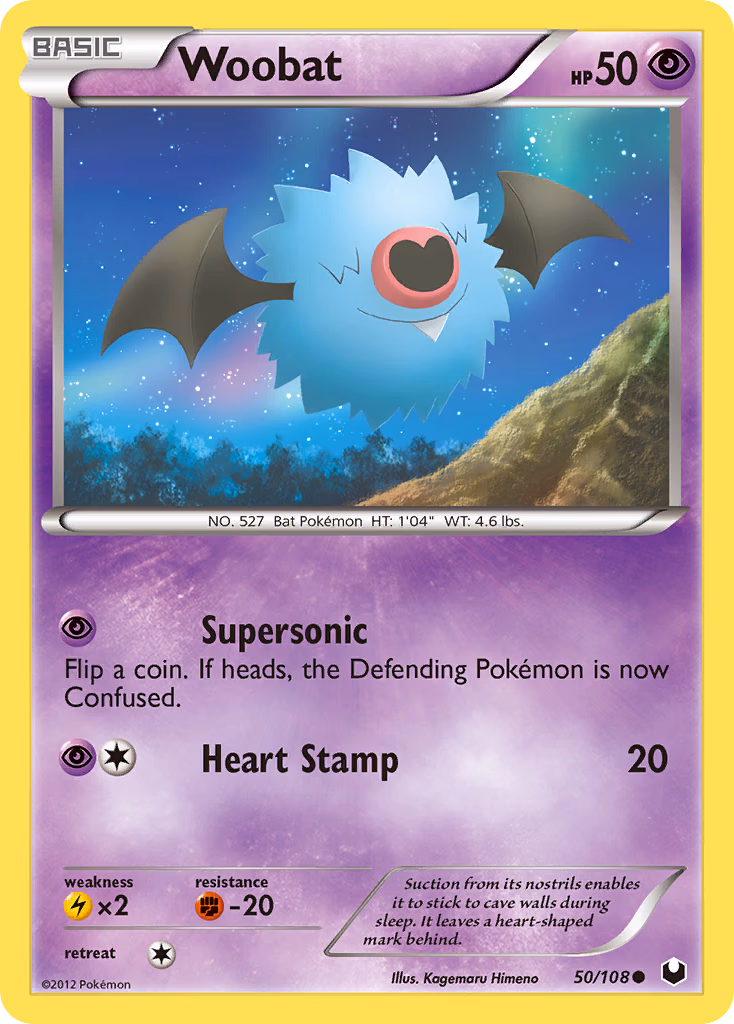 Woobat Pokemon card (50/108, Dark Explorers)