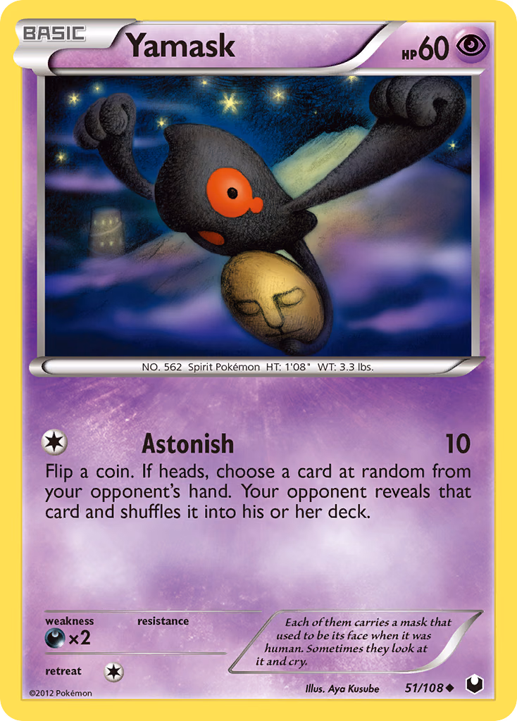 Yamask Pokemon card (51/108, Dark Explorers)