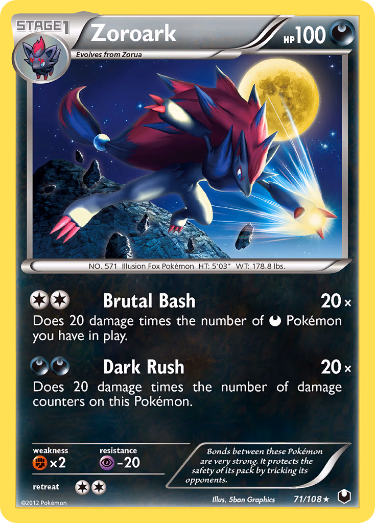 Zoroark Pokemon card (71/108, Dark Explorers)