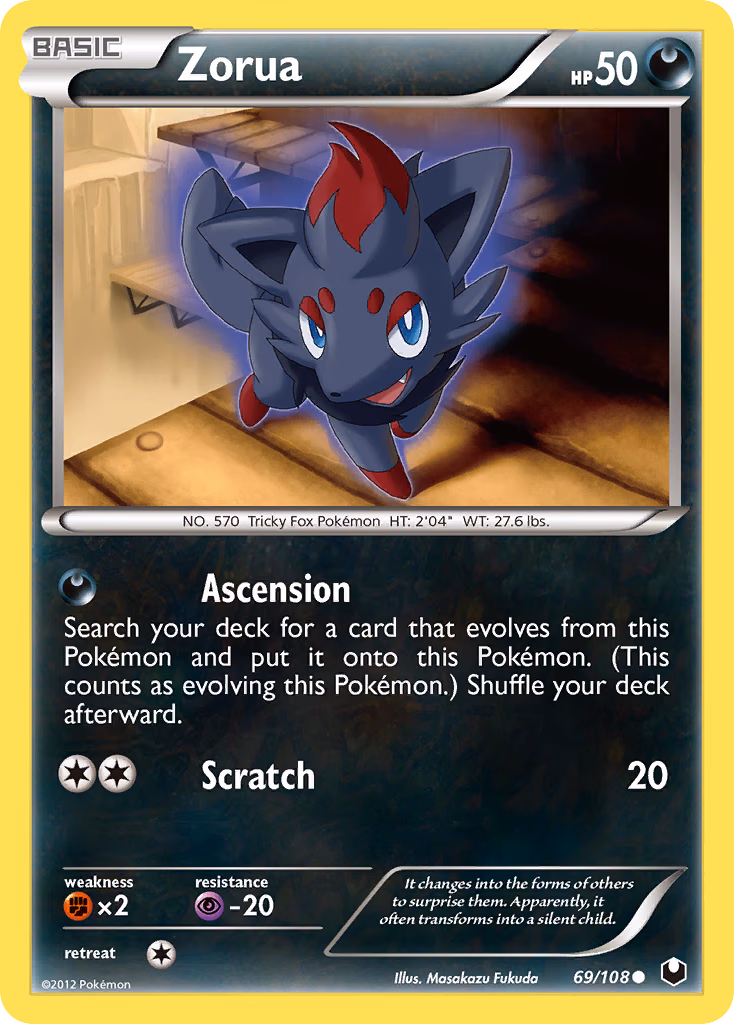 Zorua Pokemon card (69/108, Dark Explorers)
