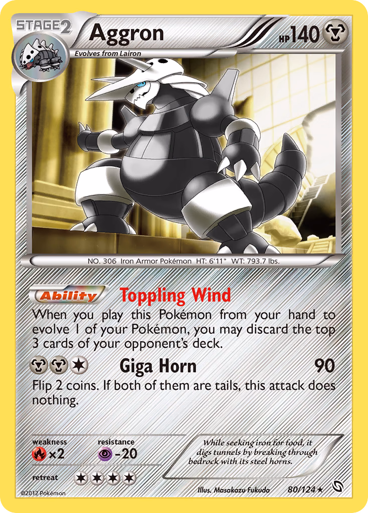 Aggron Pokemon card (80/124, Dragons Exalted)