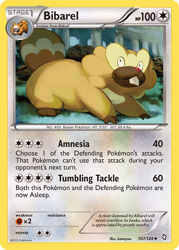 Bibarel Pokemon card (107/124, Dragons Exalted)