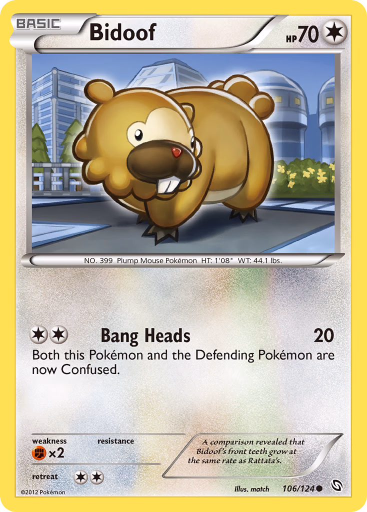 Bidoof Pokemon card (106/124, Dragons Exalted)