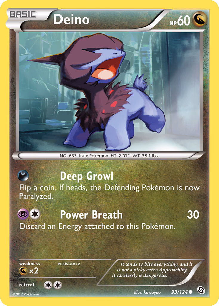 Deino Pokemon card (93/124, Dragons Exalted)