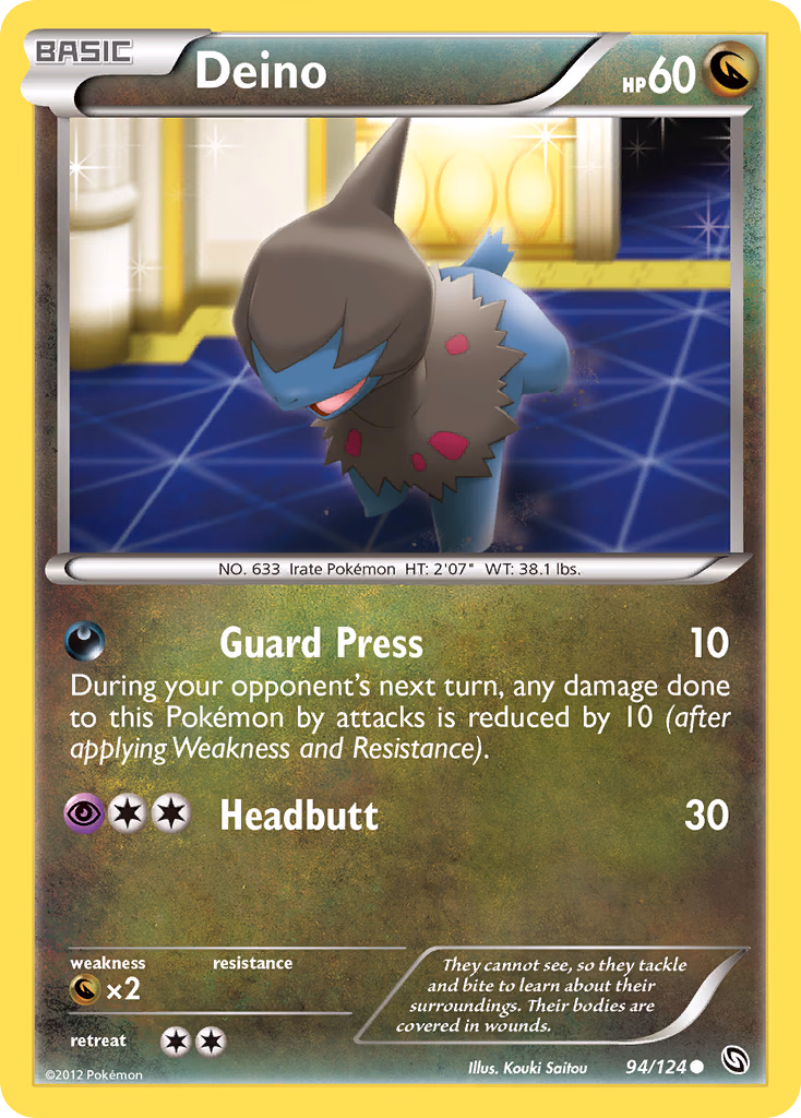 Deino Pokemon card (94/124, Dragons Exalted)