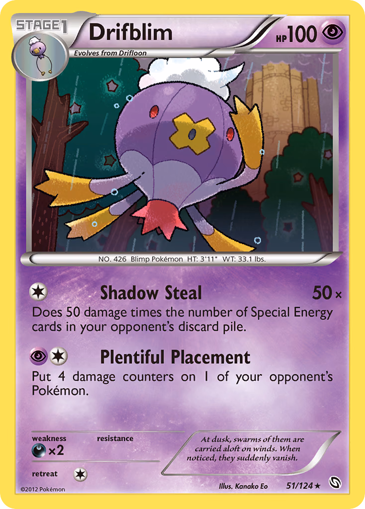 Drifblim Pokemon card (51/124, Dragons Exalted)