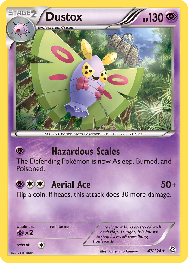 Dustox Pokemon card (47/124, Dragons Exalted)