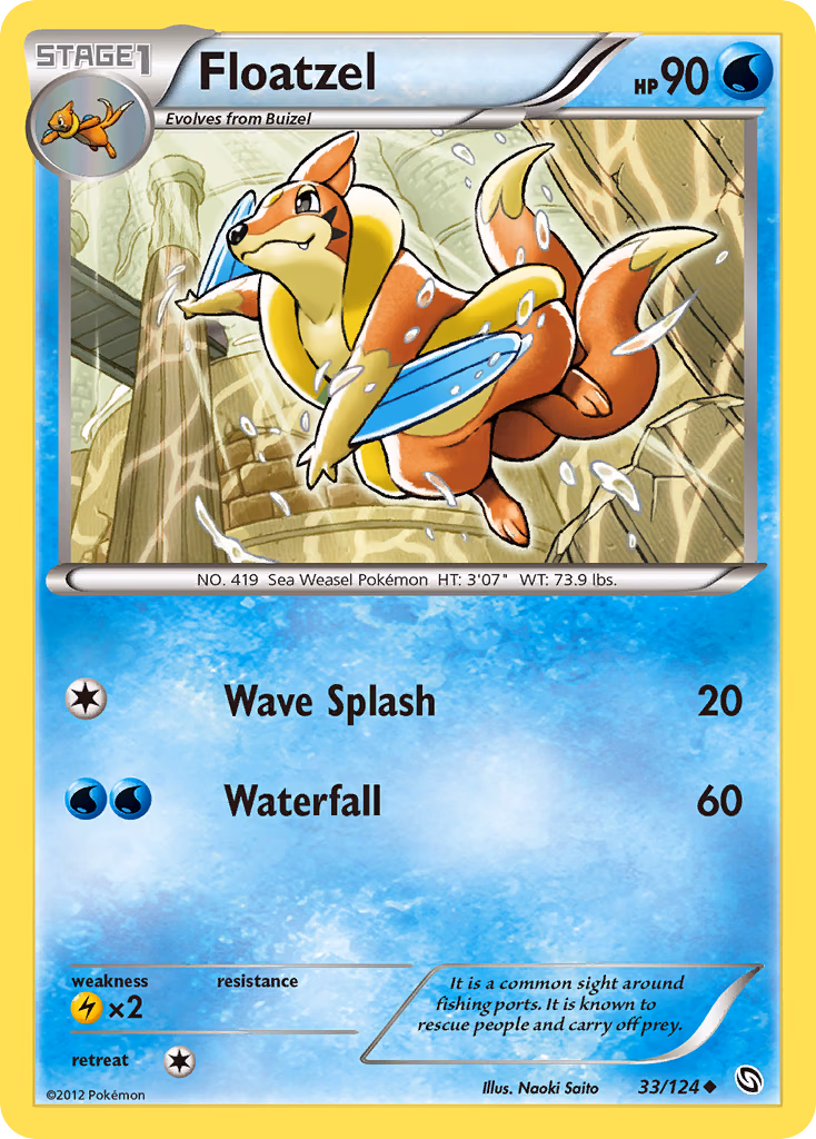 Floatzel Pokemon card (33/124, Dragons Exalted)