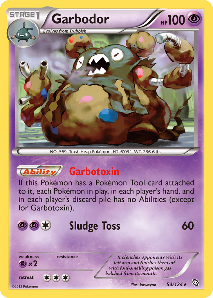 Garbodor Pokemon card (54/124, Dragons Exalted)