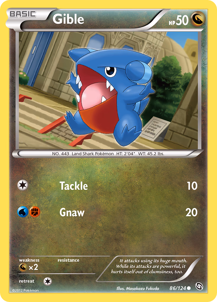 Gible Pokemon card (86/124, Dragons Exalted)